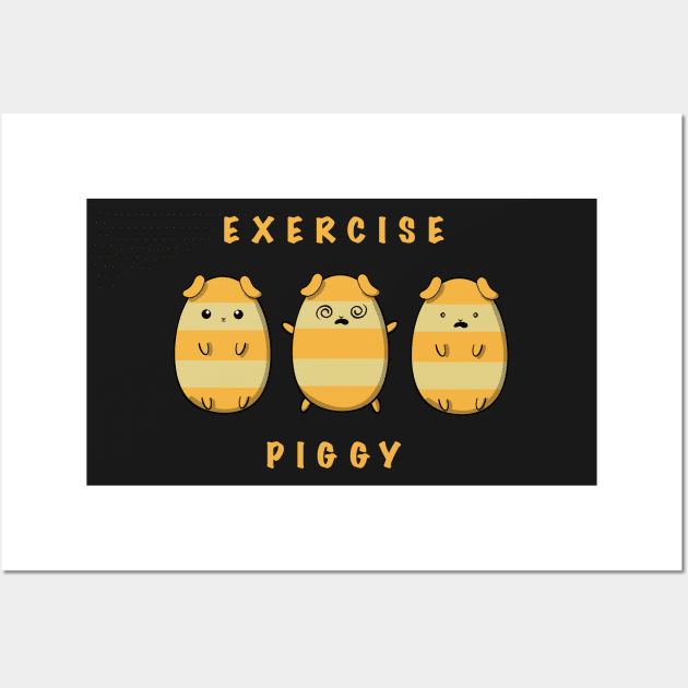 Exercise Guinea Piggy- cute guinea pigs starjumping workout Wall Art by Catphonesoup